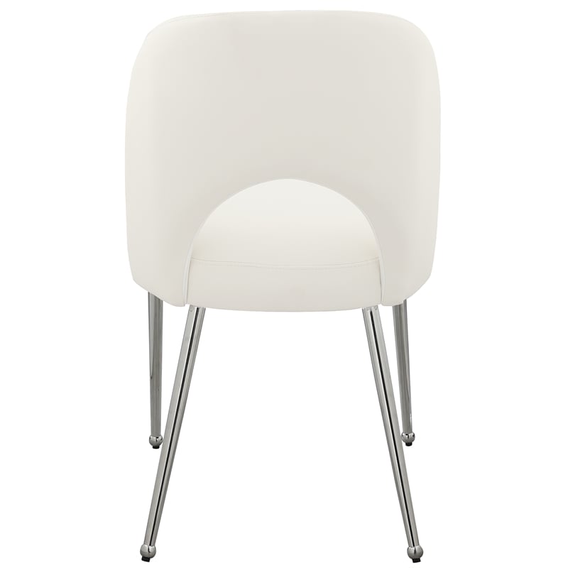 Pemberly Row Modern Cream Vegan Leather Dining Chair (Set of 2)