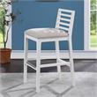 Pemberly Row Modern White Solid Wood with Gray Fabric Bar Stool