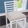 Pemberly Row Modern White Solid Wood with Gray Fabric Bar Stool