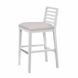 Pemberly Row Modern White Solid Wood with Gray Fabric Bar Stool