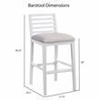 Pemberly Row Modern White Solid Wood with Gray Fabric Bar Stool