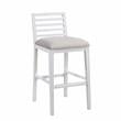 Pemberly Row Modern White Solid Wood with Gray Fabric Bar Stool