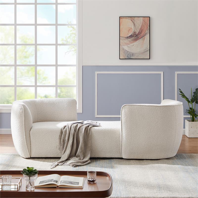 Pemberly Row Modern / Contemporary Cream Finish Fabric Chaise
