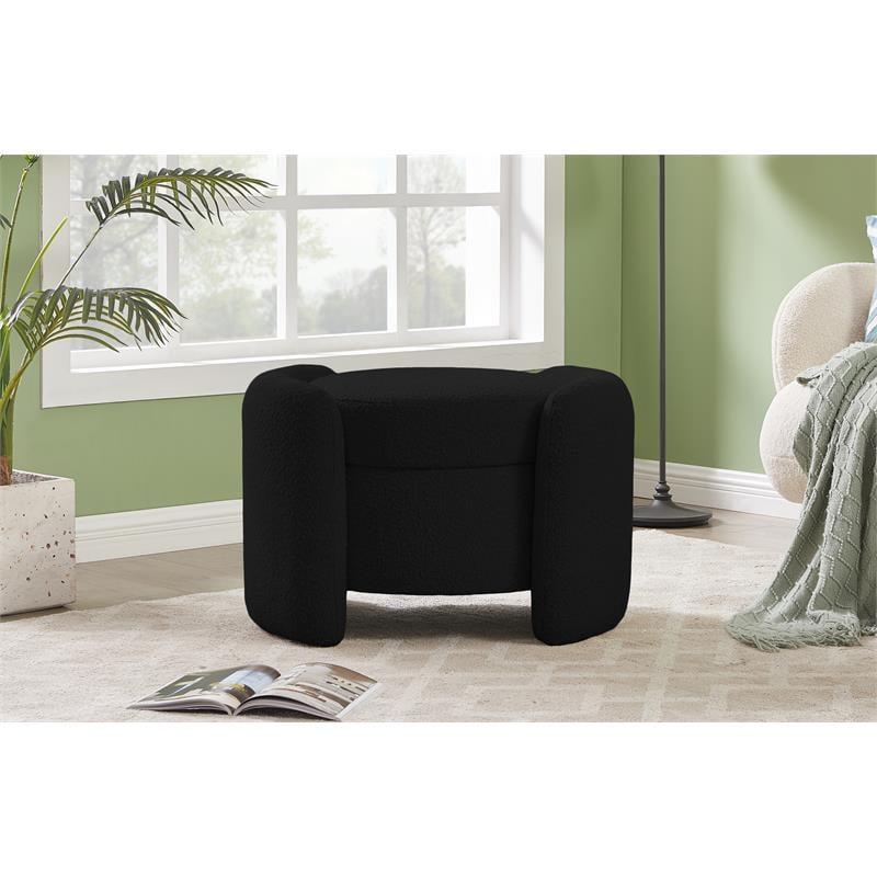Pemberly Row Modern / Contemporary Black Boucle Fabric Ottoman