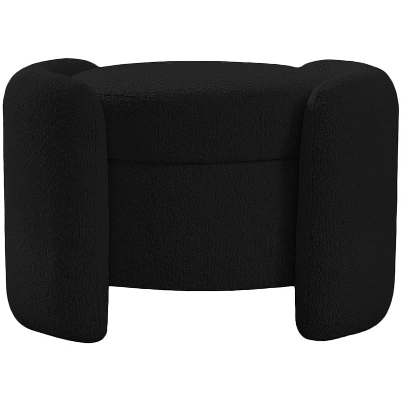 Pemberly Row Modern / Contemporary Black Boucle Fabric Ottoman