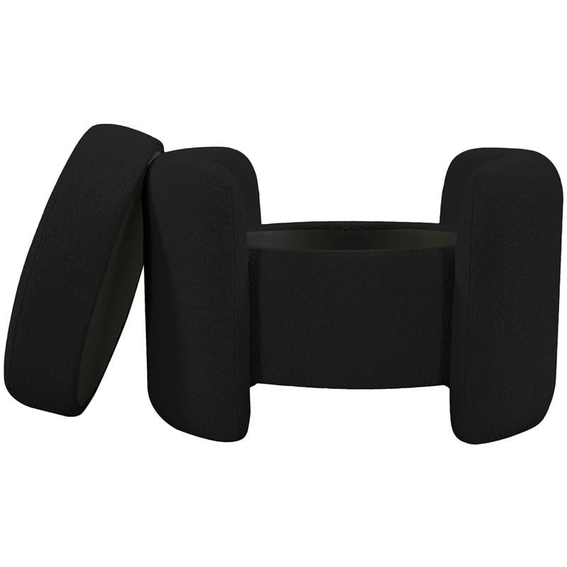 Pemberly Row Modern / Contemporary Black Boucle Fabric Ottoman