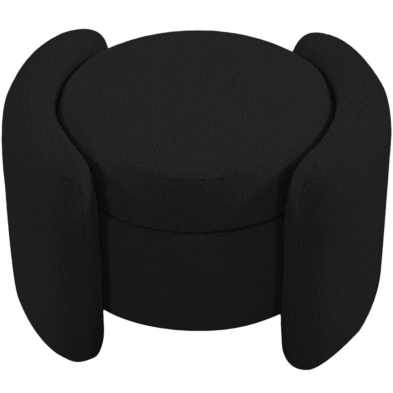Pemberly Row Modern / Contemporary Black Boucle Fabric Ottoman