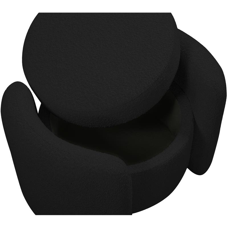 Pemberly Row Modern / Contemporary Black Boucle Fabric Ottoman