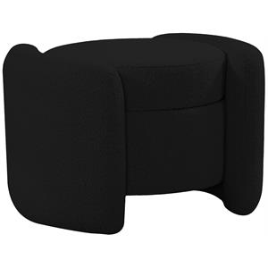 Pemberly Row Modern / Contemporary Black Boucle Fabric Ottoman