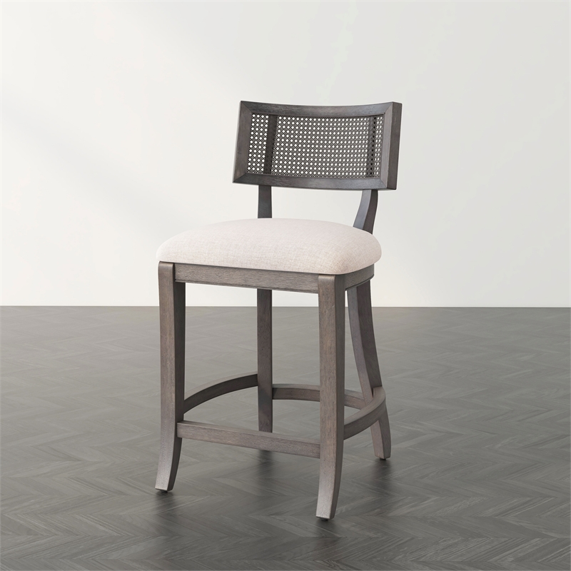 Pemberly Row Modern Wood Padded Counter Height Chair in Gray Wash
