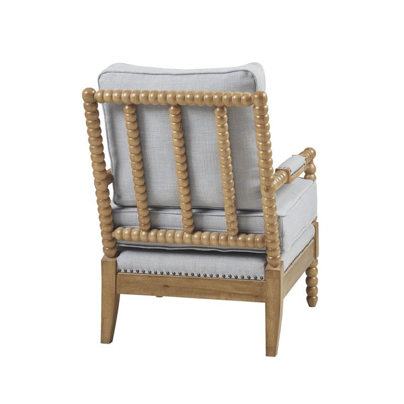 Pemberly Row Solid Wood and Polyester Accent Chair in Light Blue/Oak