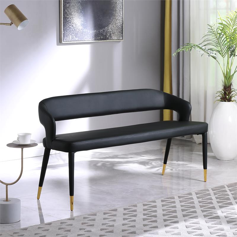Pemberly Row Modern / Contemporary Black Vegan Leather Bench