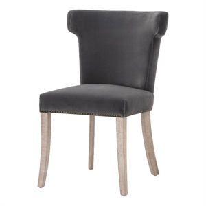 Pemberly Row Stitch & Hand 20.5&quot Velvet Dining Chair in Gray