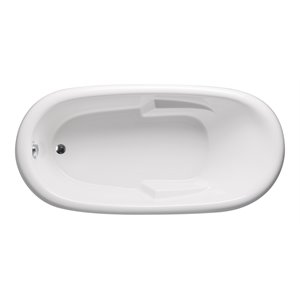 Pemberly Row Modern Oval Soaking Bathtub 72&quotx 40&quotx 22&quot in White