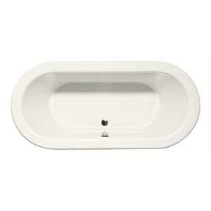 Pemberly Row Modern Oval Soaking Bathtub 72&quotx 34&quotx 24&quot in Biscuit