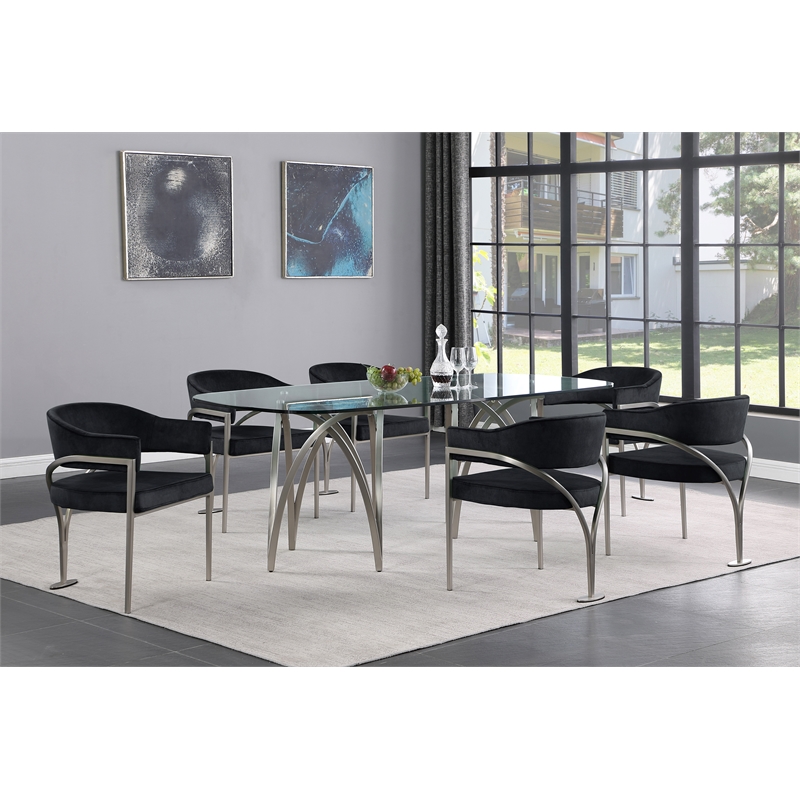 Pemberly Row Contemporary Black Velvet Dining Chair (Set of 2)