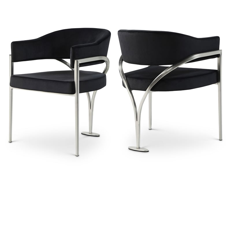Pemberly Row Contemporary Black Velvet Dining Chair (Set of 2)