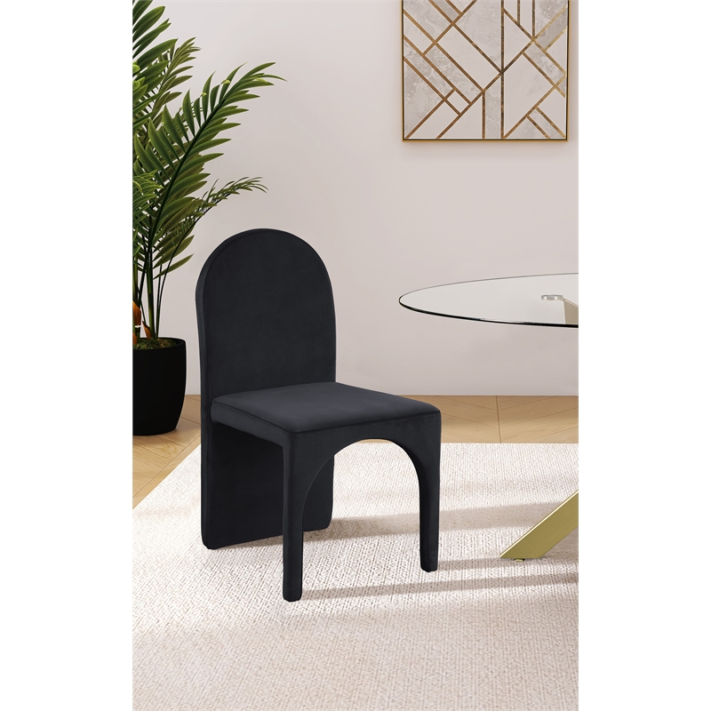 Pemberly Row Modern Black Velvet Dining Side Chair (Set of 2)