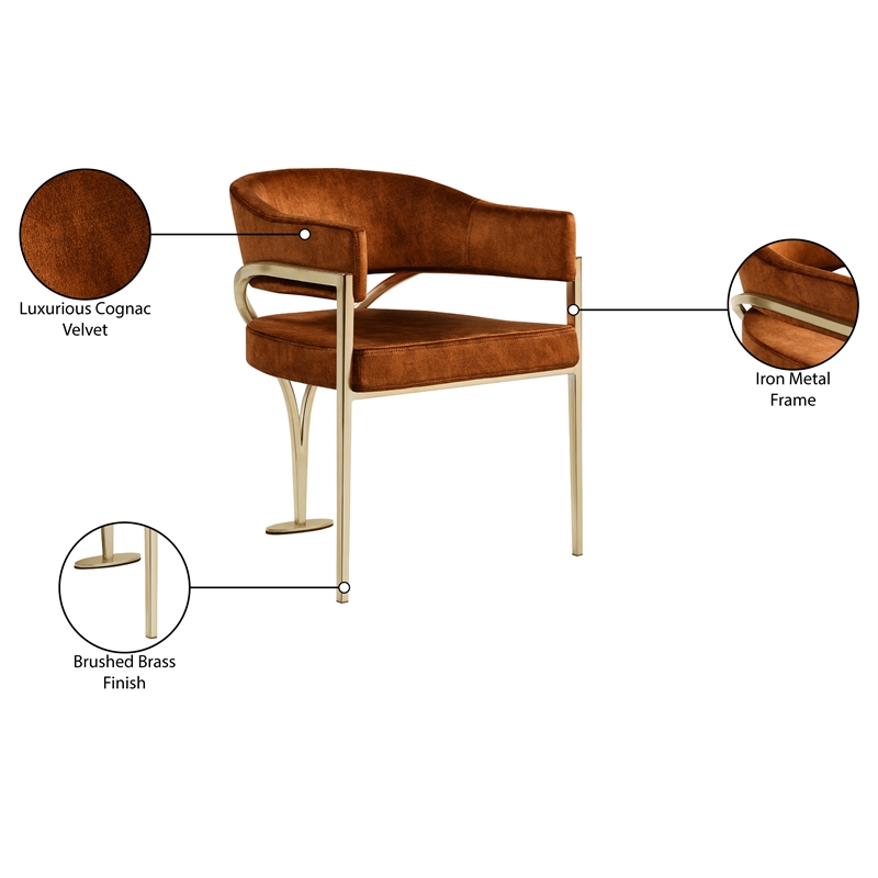 Pemberly Row Contemporary Cognac Velvet Dining Chair (Set of 2)