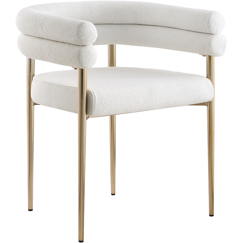 Pemberly Row Modern Cream Boucle Fabric Dining Chair (Set of 2)