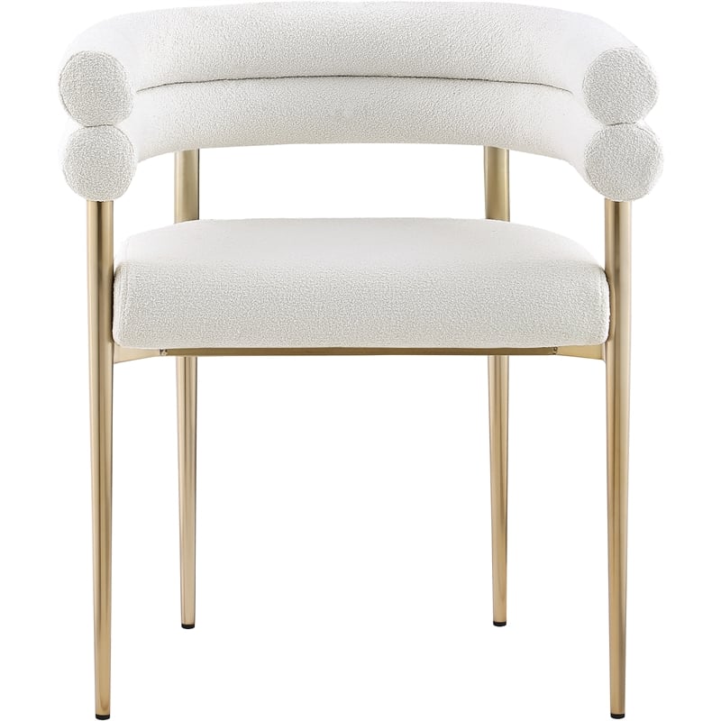 Pemberly Row Modern Cream Boucle Fabric Dining Chair (Set of 2)