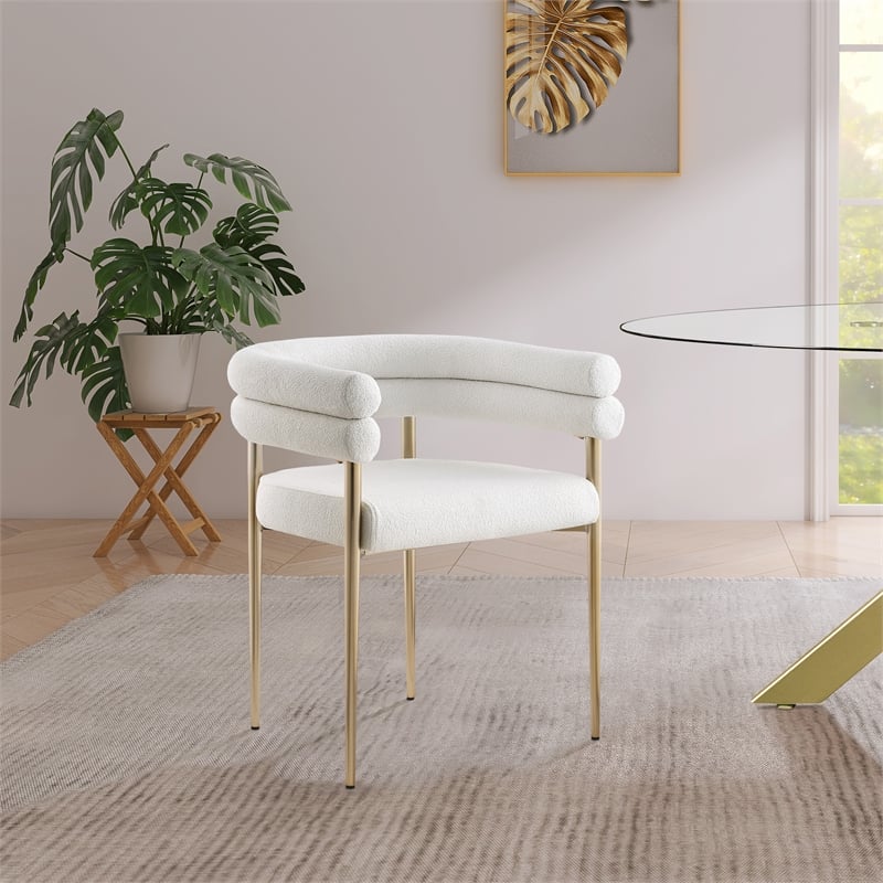 Pemberly Row Modern Cream Boucle Fabric Dining Chair (Set of 2)