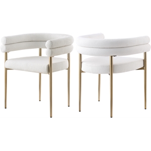 Pemberly Row Modern Cream Boucle Fabric Dining Chair (Set of 2)