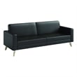 Pemberly Row Contemporary Lounge Sofa Black Vinyl with Wood Resi Feet