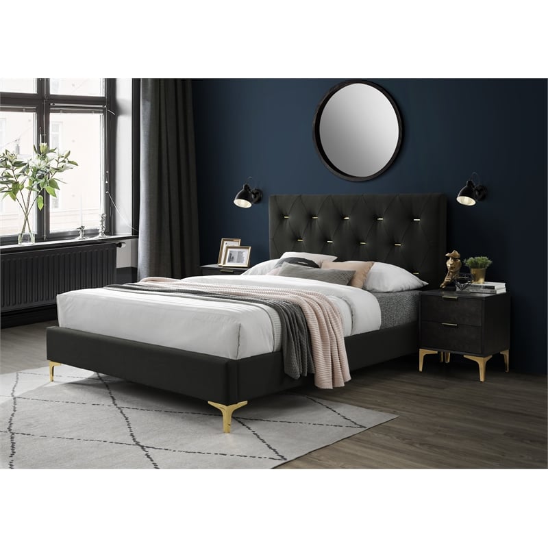 Pemberly Row Modern Mid-Century Modern Platfoam Bed Queen Size