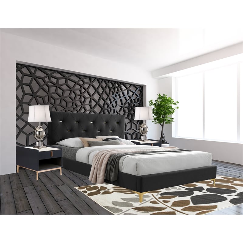 Pemberly Row Modern Mid-Century Modern Platfoam Bed Queen Size