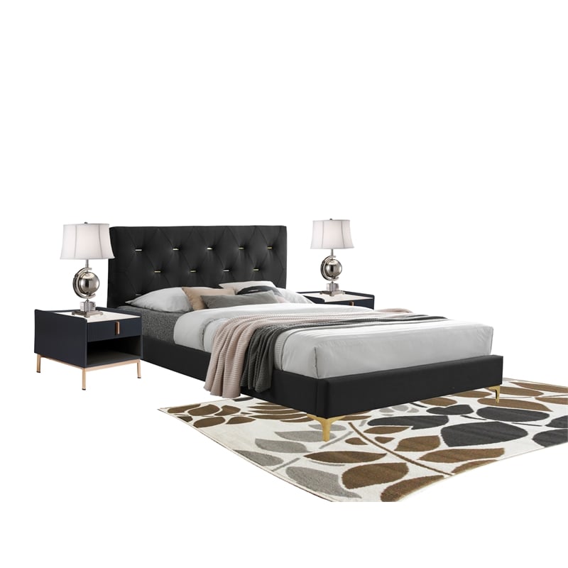 Pemberly Row Modern Mid-Century Modern Platfoam Bed Queen Size