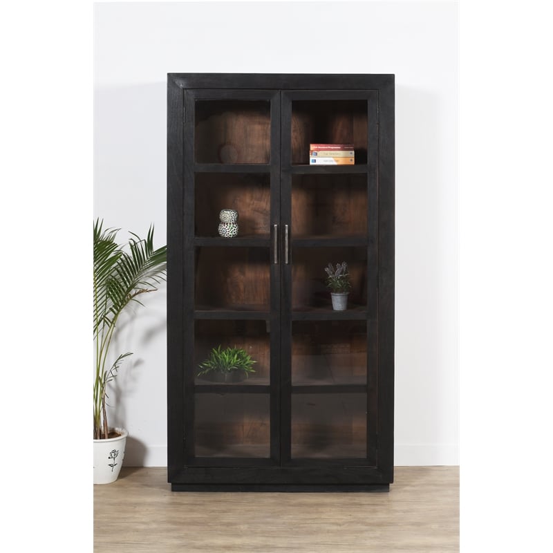 Pemberly Row Tall Cabinet in Dark Gray Finish on Mango Solid Wood