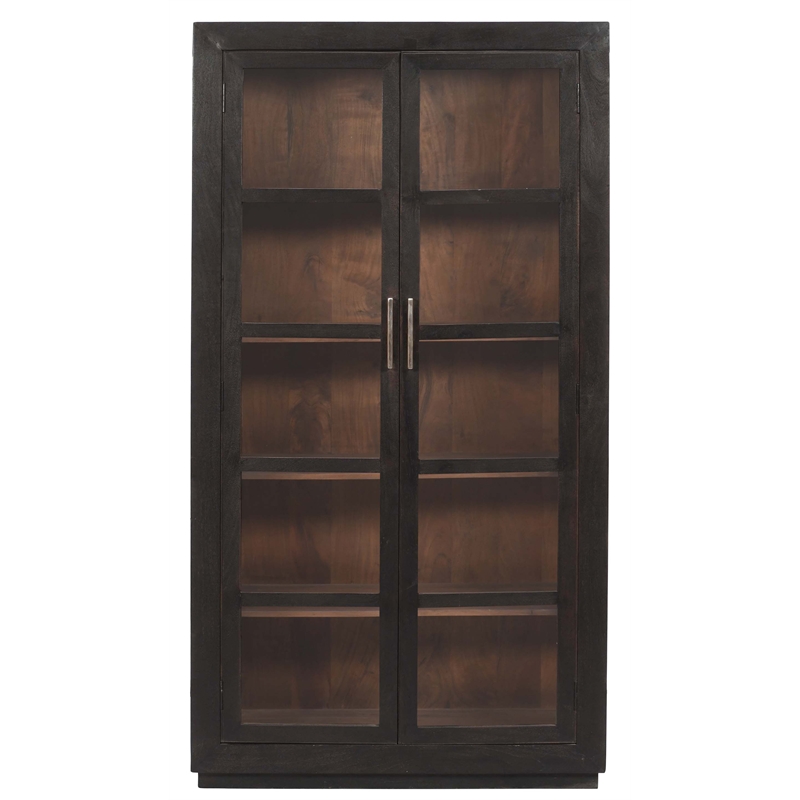 Pemberly Row Tall Cabinet in Dark Gray Finish on Mango Solid Wood