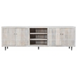 Pemberly Row 4 Door Media Cabinet Mango Wood Brushed Ivory Finish on Iron Base