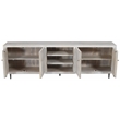 Pemberly Row 4 Door Media Cabinet Mango Wood Brushed Ivory Finish on Iron Base