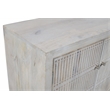 Pemberly Row 4 Door Media Cabinet Mango Wood Brushed Ivory Finish on Iron Base