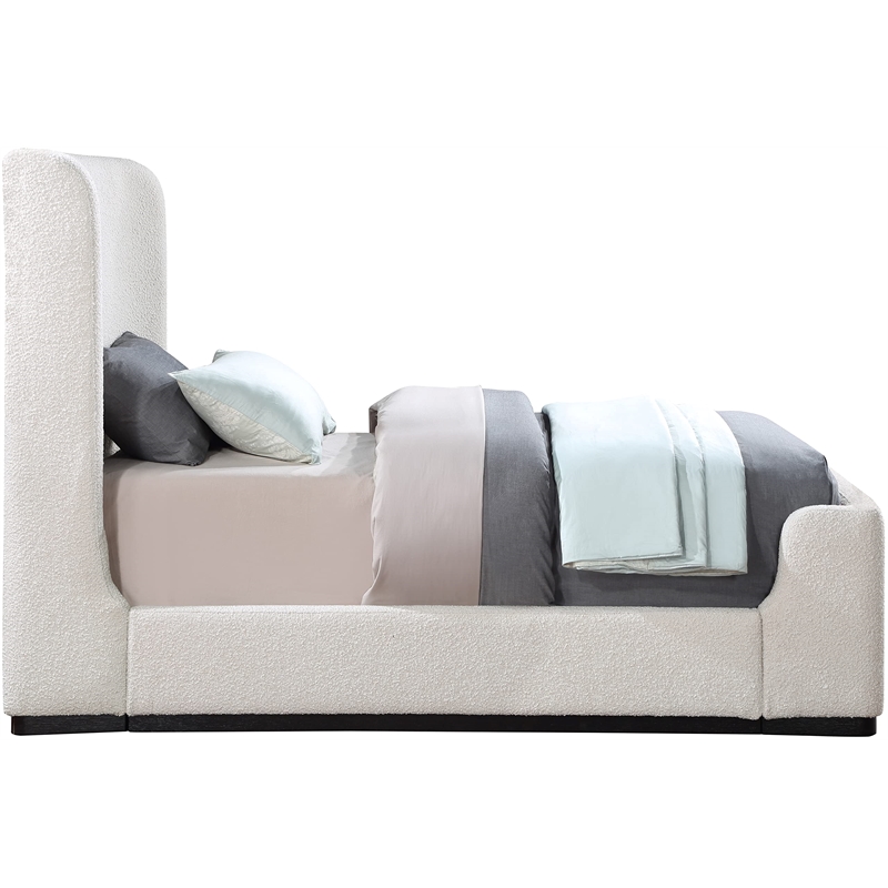 Pemberly Row Modern / Contemporary Cream Finish Fabric Twin Bed