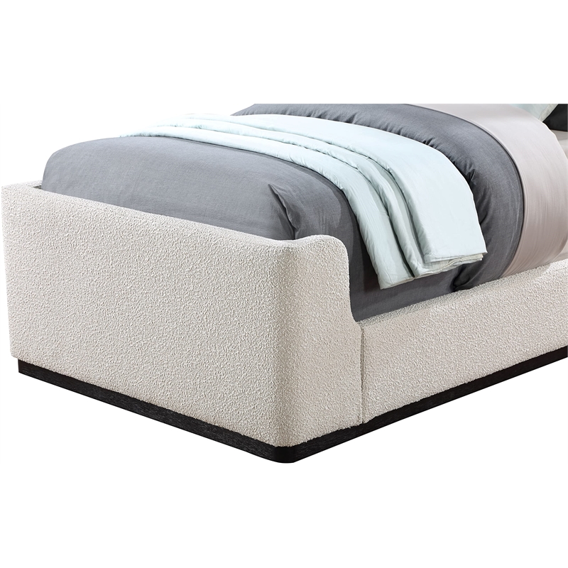 Pemberly Row Modern / Contemporary Cream Finish Fabric Twin Bed
