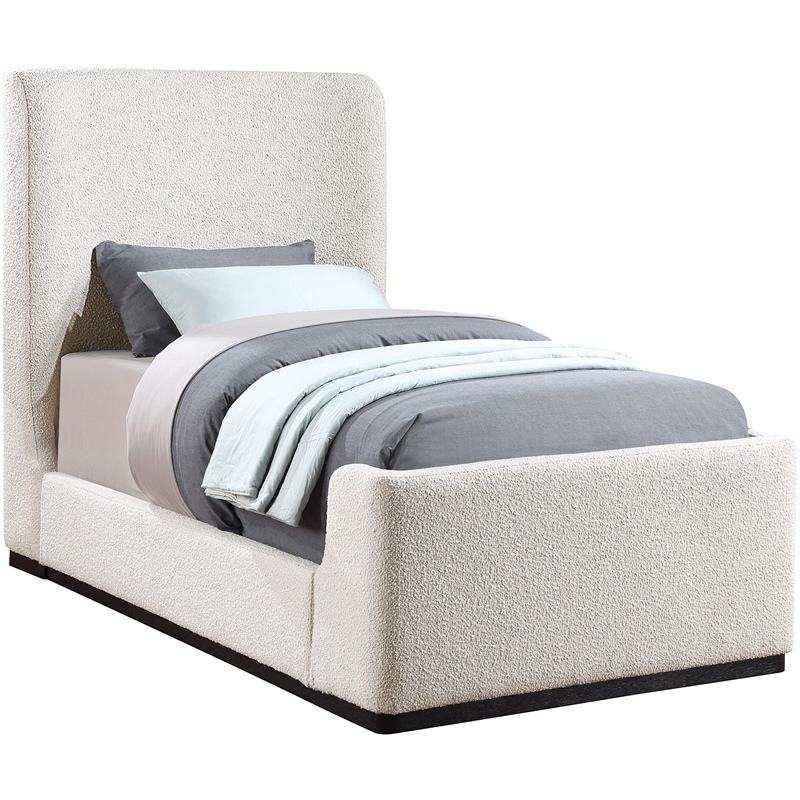 Pemberly Row Modern / Contemporary Cream Finish Fabric Twin Bed