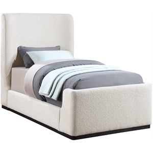 Pemberly Row Modern / Contemporary Cream Finish Fabric Twin Bed