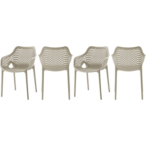 Pemberly Row Modern Taupe Outdoor Patio Dining Chair (Set of 4)