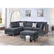 Pemberly Row Contemporary 3-Piece Sectional Sofa in Charcoal