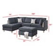 Pemberly Row Contemporary 3-Piece Sectional Sofa in Charcoal