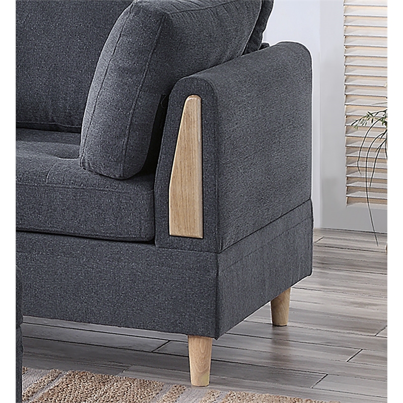 Pemberly Row Contemporary 3-Piece Sectional Sofa in Charcoal