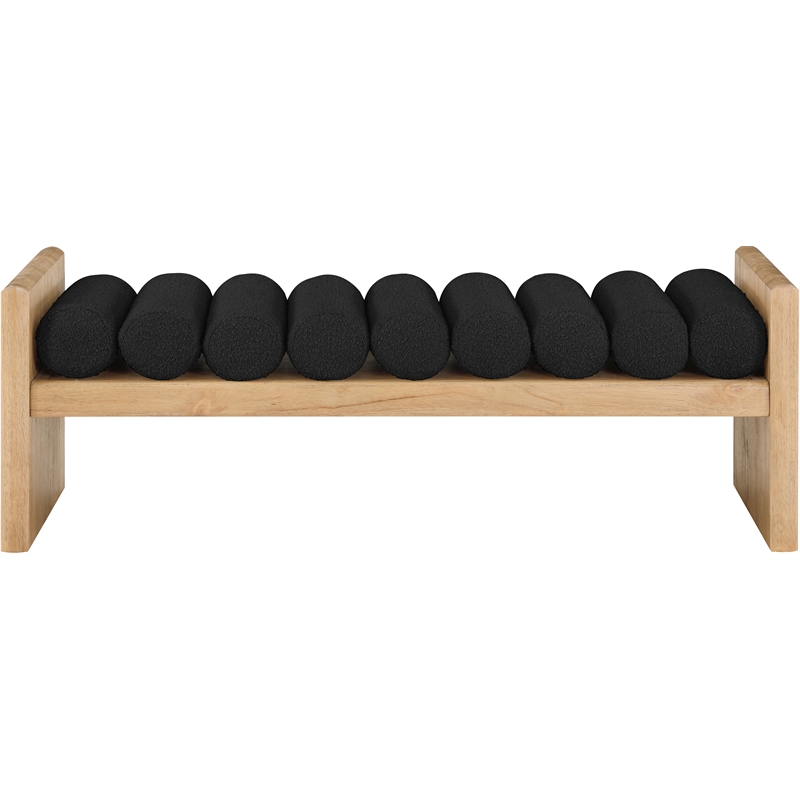 Pemberly Row Modern / Contemporary Luxurious Black Boucle Fabric Bench