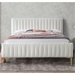 Pemberly Row Wood and Fabric Upholstered Queen Platform Bed in White Boucle