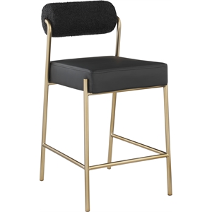 Pemberly Row Modern Black Vegan Leather / Boucle Counter Stool