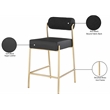 Pemberly Row Modern Black Vegan Leather / Boucle Counter Stool