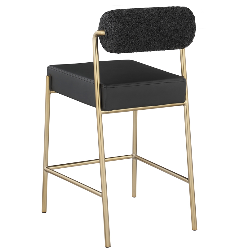 Pemberly Row Modern Black Vegan Leather / Boucle Counter Stool