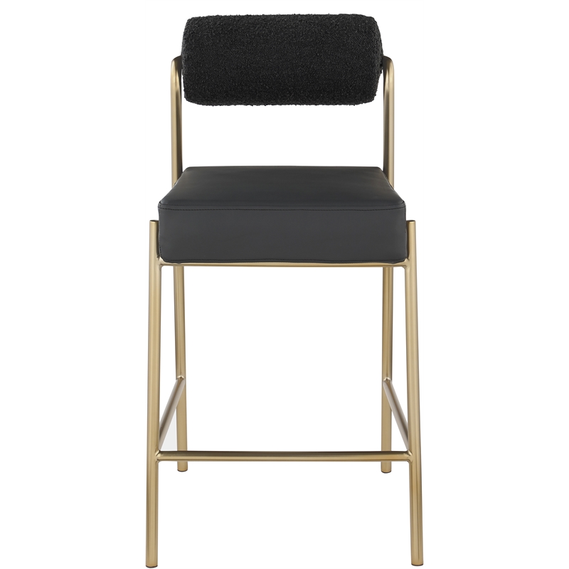 Pemberly Row Modern Black Vegan Leather / Boucle Counter Stool